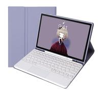 YA08B-A Candy Color Skin Feel Texture Round Keycap Bluetooth Keyboard Leather Case with Touchpad For Galaxy Tab A8 10.5 2021 SM-X200 / SM-X205(Pink)