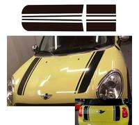 YaaGoo Adesivo a doppia striscia per cofano e posteriore per Mini Cooper R56 R55 R50 R53 R60 F56 F55 F54 F60 Countryman Clubman (nero #02)