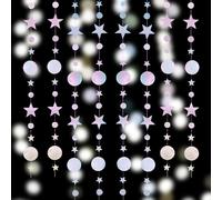 YAANBUNB 4 Pz Ghirlanda di Carta Decorazione Scintillante Rotondo da 4 m,Ghirlanda di Carta Glitterata Colorata a Forma di Stella e Cerchio,Striscione da Appendere Ghirlande per Compleanno Natale