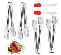YAANBUNB 4 Pz Pinze da Cucina in Acciaio Inox Pinza per Barbecue Multiuso Pinza da Portata Resistenti al Calore con 2 Spazzole in Silicone Ideale per Feste, Famiglie, Cene all'Aperto, Buffet