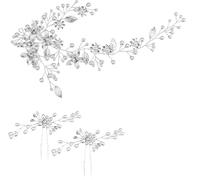 YAANBUNB Cerchietto Sposa con Fiori,Ornamenti Capelli Sposa,Acconciatura Capelli Matrimonio con 2 Pz Forcine Capelli Strass,Acconciatura con Fiori Laterale per Capelli da Sposa e Damigelle d'Onore