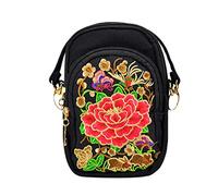 YAANCUN Mini Borsa Tracolla Donna Ricamo Sacchetto del Cellulare Borsa Singolo Borsetta Sacchetto di Spalla Portafoglio Retro