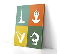 YAASIMOULE 4 stampe su tela con posizioni yoga di base, arte murale