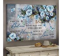 YAASIMOULE Bellissimi fiori. Segnali dal cielo si presentano per ricordarti che l'amore non muore mai. Stampa su tela con paesaggio paradisiaco. Arte murale.