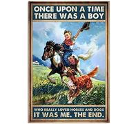 YAASIMOULE C'era una volta un ragazzo che amava molto i cavalli e cani poster da parete