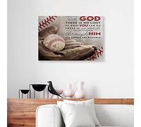 YAASIMOULE Con Dio non c'è limite - Tela artistica da parete per baseball