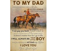 YAASIMOULE Decorazione murale, Arredamento per la casa, Decorazione della stanza Cowboy a mio padre So che non è facile per un uomo crescere un figlio e non c'è modo