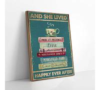 YAASIMOULE E vissero tutti felici e contenti Amore Lettura Libri Caffè Stampe su tela Arte murale