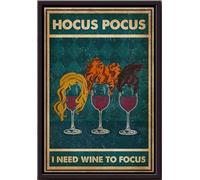 YAASIMOULE Hocus Pocus I Need Wine To Focus Sanderson Sisters Poster con cornice in tela opaca