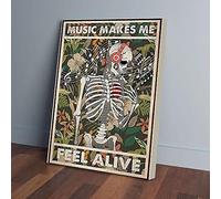 YAASIMOULE La musica mi fa sentire vivo, teschio con musica, stampe su tela, arte murale