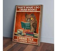 YAASIMOULE Leggo libri, bevo tè e so cose - Stampe su tela vintage di gufi