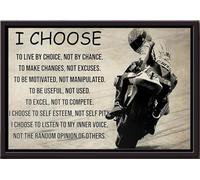 YAASIMOULE Motocicletta Ho scelto di vivere per scelta, non per caso, apportare modifiche, scuse, l'opinione casuale degli altri, poster incorniciato, tela opaca