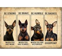 YAASIMOULE Pinscher nano, poster e tela, Sii forte e coraggioso, decorazione da parete per la casa, regalo per la festa della mamma e del papà, per amanti dei cani, papà e mamma.