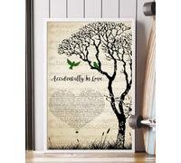 YAASIMOULE Poster Accidentally In Love Testo della canzone Cuore Albero Uccelli Arte murale Arredamento per la casa