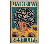 YAASIMOULE Poster Africa Retro Living Best Life Io sono Coraggioso Saggezza Forte Regina Girasole Melanina Decorazione da parete