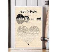 YAASIMOULE Poster Ave Maria Testo della canzone Chitarra Cuore Ritratto Arte murale Decorazione per la casa
