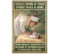 YAASIMOULE Poster C'era una volta una ragazza che voleva davvero fare la veterinaria Bambina con cane Vintage, Arte murale, Arredamento per la casa ANP237