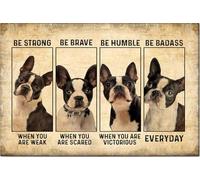YAASIMOULE Poster e tela Boston Terrier Sii forte e coraggioso, decorazione da parete per la casa, regalo per la festa della mamma e del papà, per amanti dei cani, papà e mamma.