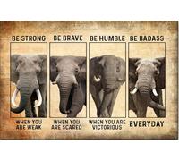 YAASIMOULE Poster e tela con elefante, Sii forte e coraggioso, decorazione da parete per la casa, regalo di compleanno per la persona amata