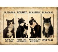 YAASIMOULE Poster e tela con gatto in smoking Sii forte e coraggioso, decorazione da parete per la casa, regalo per la festa della mamma e del papà, per la persona amata, mamma e papà.