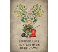 YAASIMOULE Poster e tela di giardinaggio e nel giardino vado a perdere la testa e trovare l'anima, decorazione da parete per la casa per moglie, mamma, nonna