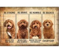 YAASIMOULE Poster e tela Goldendoodle Sii forte e coraggioso, decorazione da parete per la casa, regalo per la festa del papà e della mamma, per amanti dei cani, papà e mamma.
