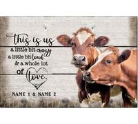 YAASIMOULE Poster e tela personalizzati con mucca This Is Us, decorazione murale con nome personalizzato, regalo di compleanno per San Valentino per coppia, marito e moglie