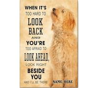 YAASIMOULE Poster e tela personalizzati Goldendoodle Quando è troppo difficile guardarsi indietro Arte murale con nome personalizzato Decorazione per la casa per amanti dei cani Mamma e papà