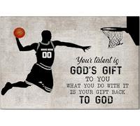 YAASIMOULE Poster e tela personalizzati per basket. Il tuo talento è un dono di Dio. Decorazione murale con nome e numero personalizzati per la casa di mamma e papà, per il figlio.