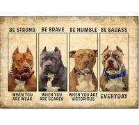 YAASIMOULE Poster e tela Pitbull Sii forte e coraggioso, decorazione da parete per la casa, regalo per la festa della mamma e del papà, per amanti dei cani, papà e mamma.