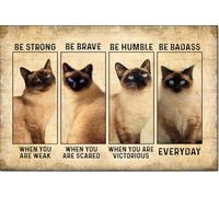 YAASIMOULE Poster e tela siamese Sii forte e coraggioso, decorazione da parete per la casa, regalo per la festa della mamma e del papà, per amanti dei gatti, mamma e papà.