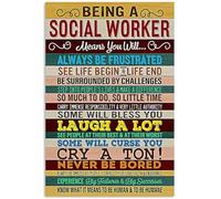 YAASIMOULE Poster Essere un assistente sociale con citazione ispiratrice sulla professione strisce colorate arte murale arredamento per la casa