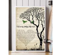 YAASIMOULE Poster I Cross My Heart Testo della canzone Cuore Albero Uccelli Arte murale Arredamento per la casa