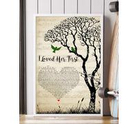 YAASIMOULE Poster I Loved Her First Song Lyrics Heart Tree Birds Arte murale Decorazione per la casa