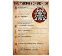 YAASIMOULE Poster Le 7 virtù del Bushido Samurai, decorazione da parete