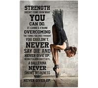 YAASIMOULE Poster Non dire mai di no e non arrenderti mai, abito nero, ballerina, passione, hobby, motivazione, citazione, arte murale, arredamento per la casa
