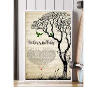 YAASIMOULE Poster Testo della canzone Ninnananna del papà Cuore Albero Uccelli Arte murale Decorazione per la casa