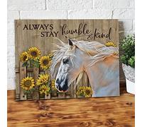 YAASIMOULE Rimani sempre umile e gentile - Girasoli e cavalli - Tela artistica da parete