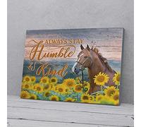 YAASIMOULE Rimani sempre umile e gentile, stampe su tela con cavallo e girasole, arte murale
