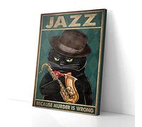 YAASIMOULE Sassofono Gatto Nero Jazz Perché l'omicidio è sbagliato Stampe su tela Arte murale