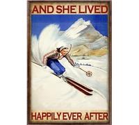 YAASIMOULE Sci e vissero felici e contenti - Poster dello sciatore nello sport sulla neve