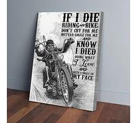 YAASIMOULE Se muoio in sella alla mia moto, non piangere per me. Stampe su tela raffiguranti una motocicletta da vecchio.
