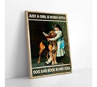 YAASIMOULE Solo una ragazza è nata con un cane e un libro nell'anima, stampe su tela, arte murale