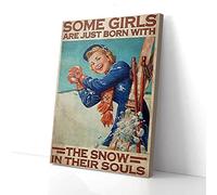 YAASIMOULE Stampe su tela, arte murale, ragazza pattinatrice appena nata con la neve nell'anima