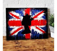 YAASIMOULE Stampe su tela con bandiera britannica della regina Elisabetta II e donne, arte murale