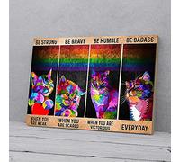 YAASIMOULE Stampe su tela con gatti LGBT, sii forte, sii coraggioso, sii umile, arte murale
