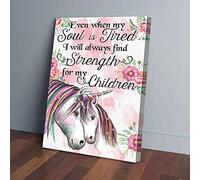 YAASIMOULE Troverò sempre la forza per i miei figli, stampe su tela con unicorno e fiori rosa.