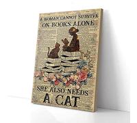 YAASIMOULE Una donna non può sopravvivere con i libri. Anche un gatto ha bisogno di stampe su tela da parete.