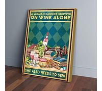 YAASIMOULE Una donna non può sopravvivere solo con il vino cucendo stampe su tela