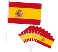 YAAVAAW 10 piccole bandiere della Spagna su bastoncini per decorazioni Olimpiadi 2024, mini bandiera su bastoncino tenuta in mano per le Olimpiadi di Parigi, eventi sportivi, decorazioni per feste di